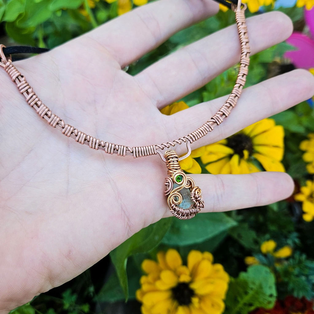 Aquamarine/Chrome Diopside Copper Choker