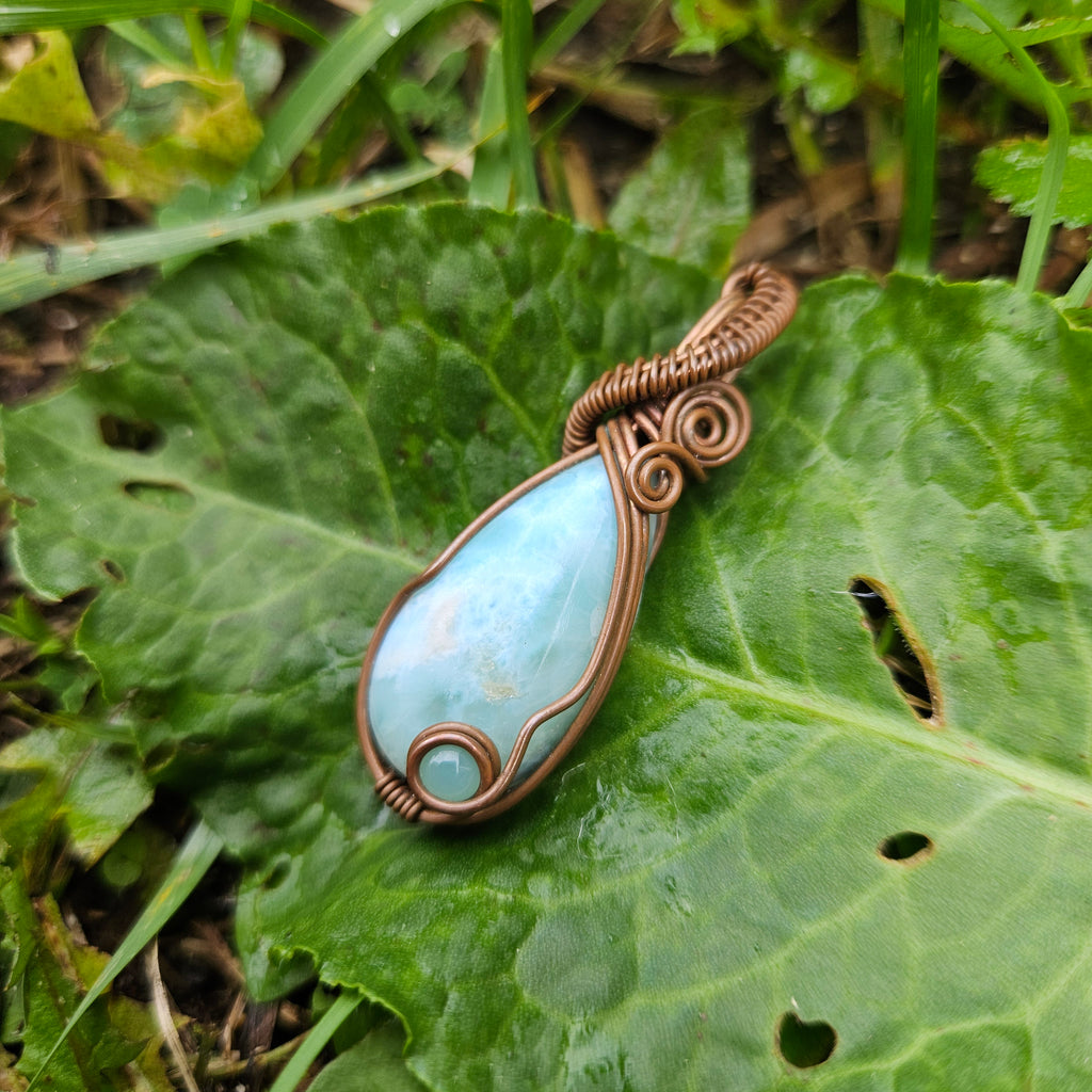 Copper Larimar/Blue chalcedony Pendant