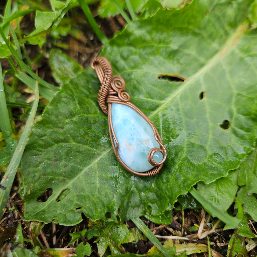 Copper Larimar/Blue chalcedony Pendant