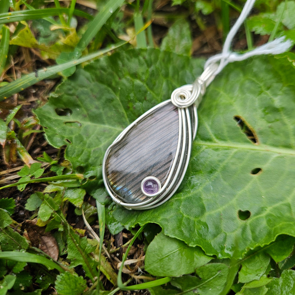 Purple Labradorite/Amethyst Pendant