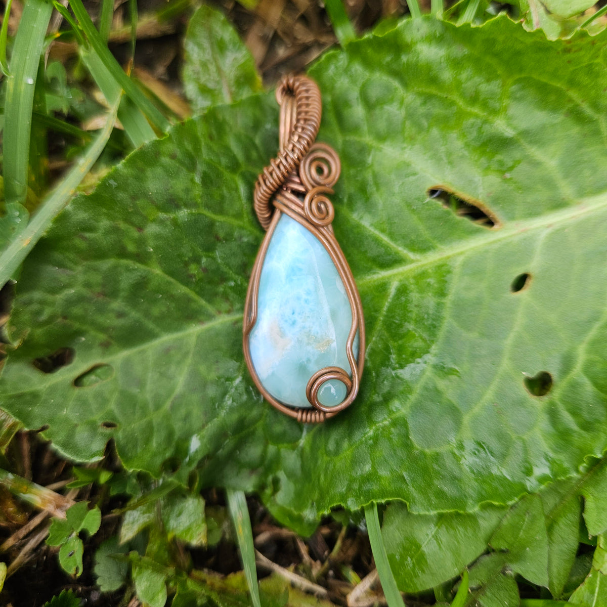 Copper Larimar/Blue chalcedony Pendant