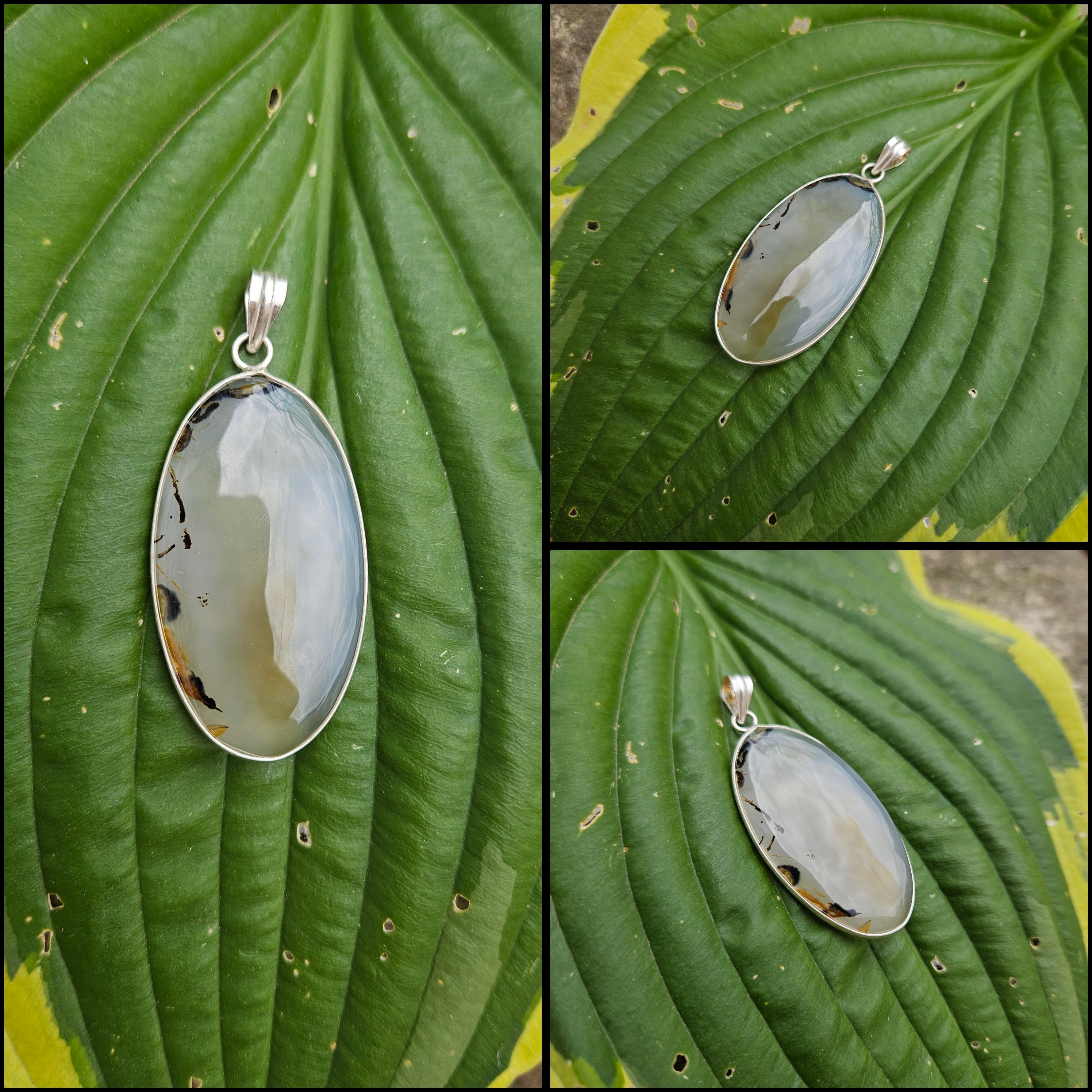 Sterling silver Botswana agate pendant