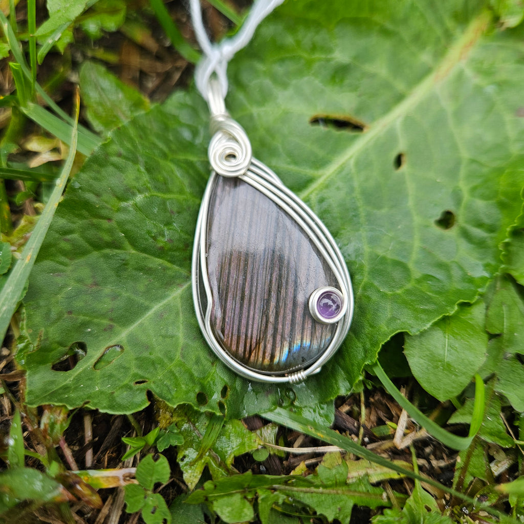 Purple Labradorite/Amethyst Pendant