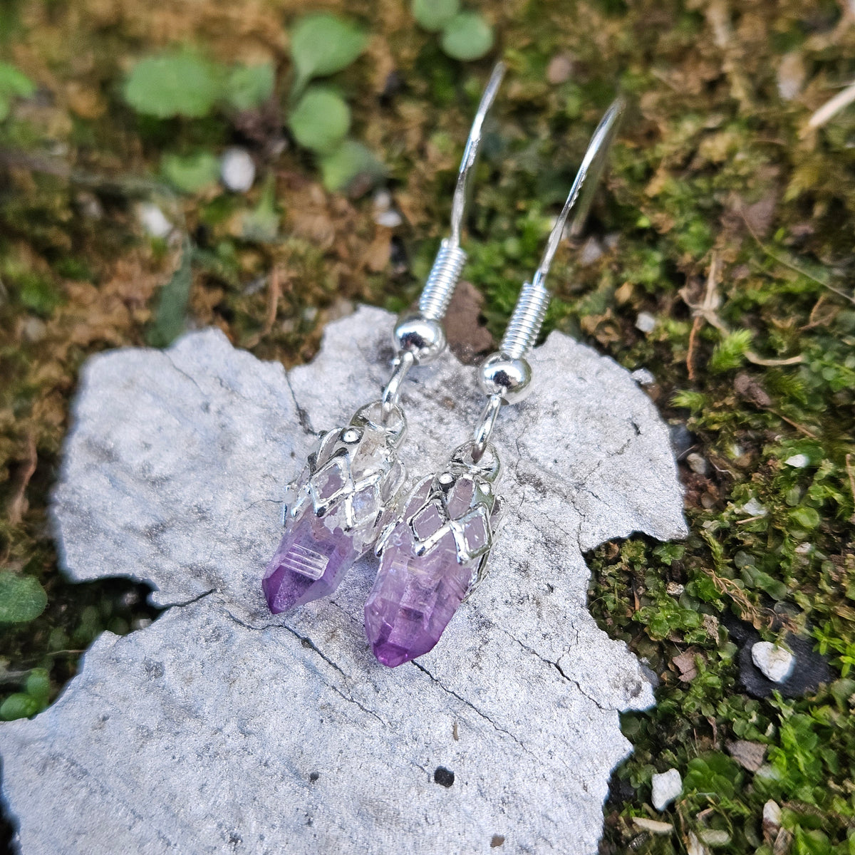 Sterling Silver- Vera Cruz Amethyst Dangle Earrings
