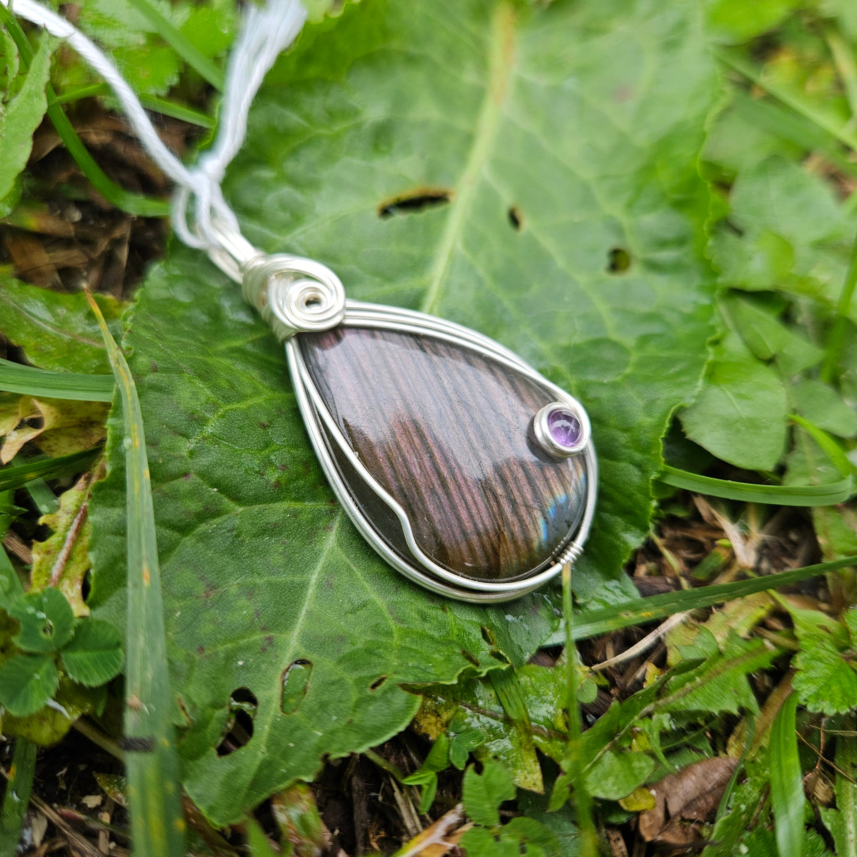 Purple Labradorite/Amethyst Pendant