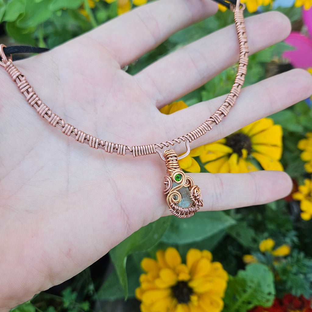Aquamarine/Chrome Diopside Copper Choker