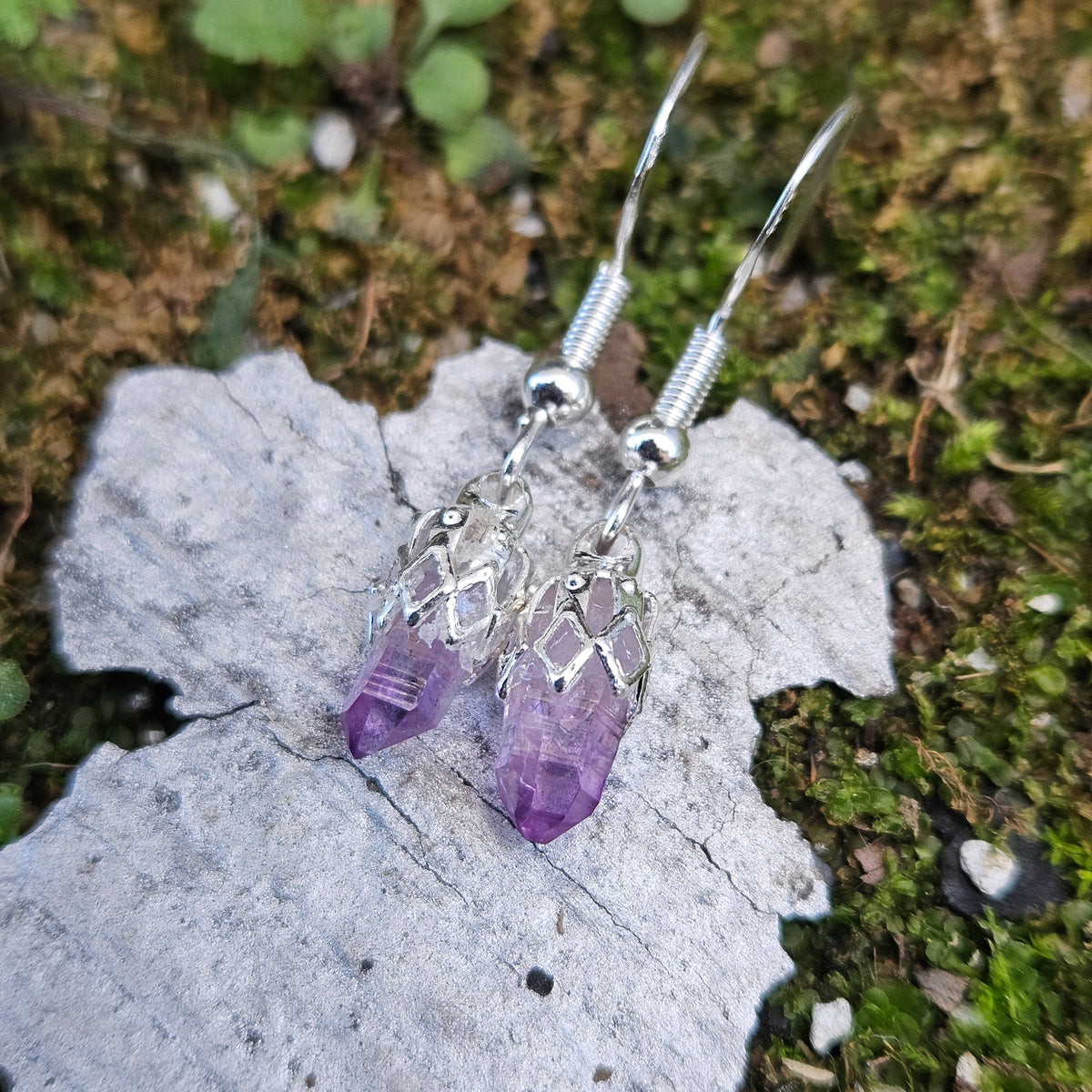 Sterling Silver- Vera Cruz Amethyst Dangle Earrings