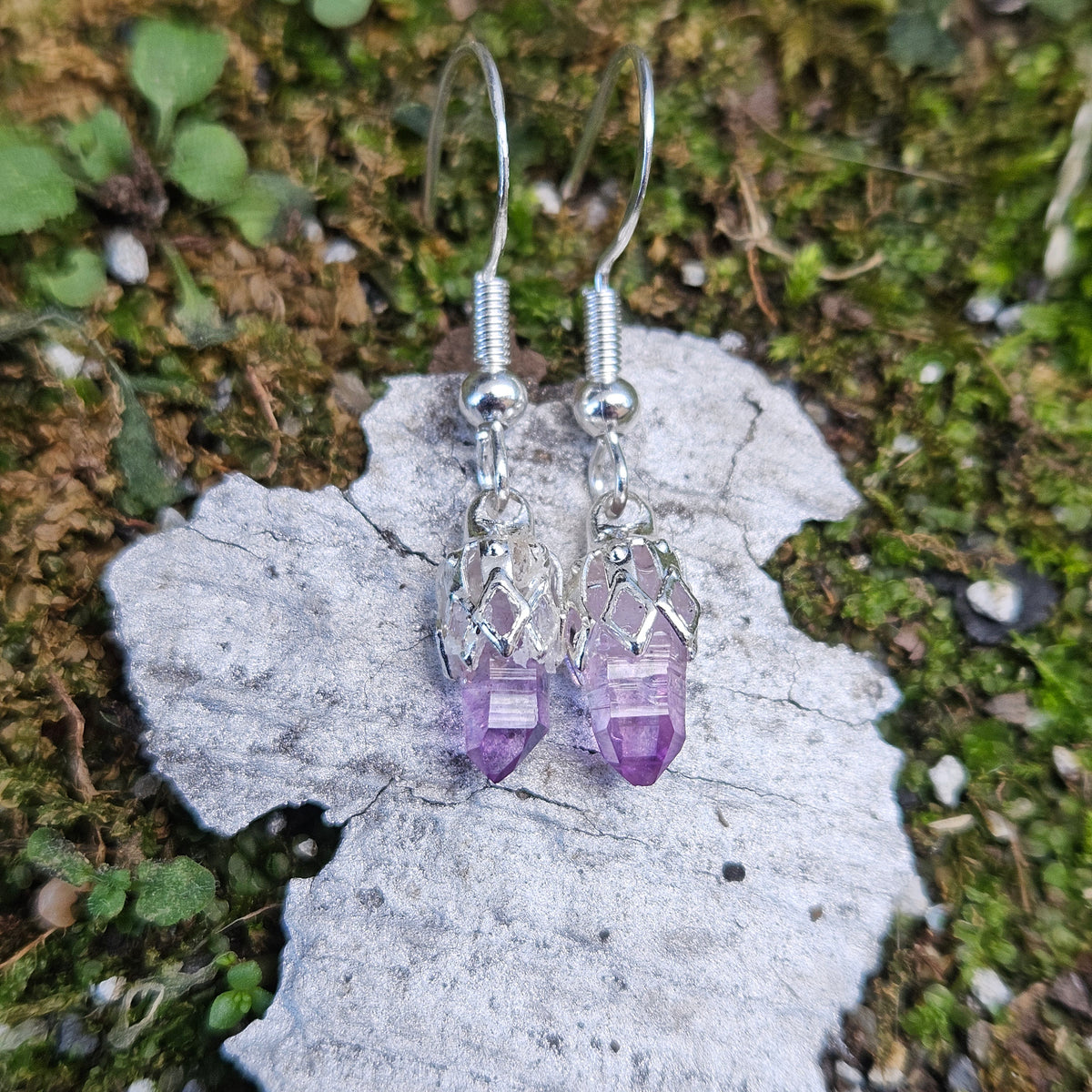 Sterling Silver- Vera Cruz Amethyst Dangle Earrings