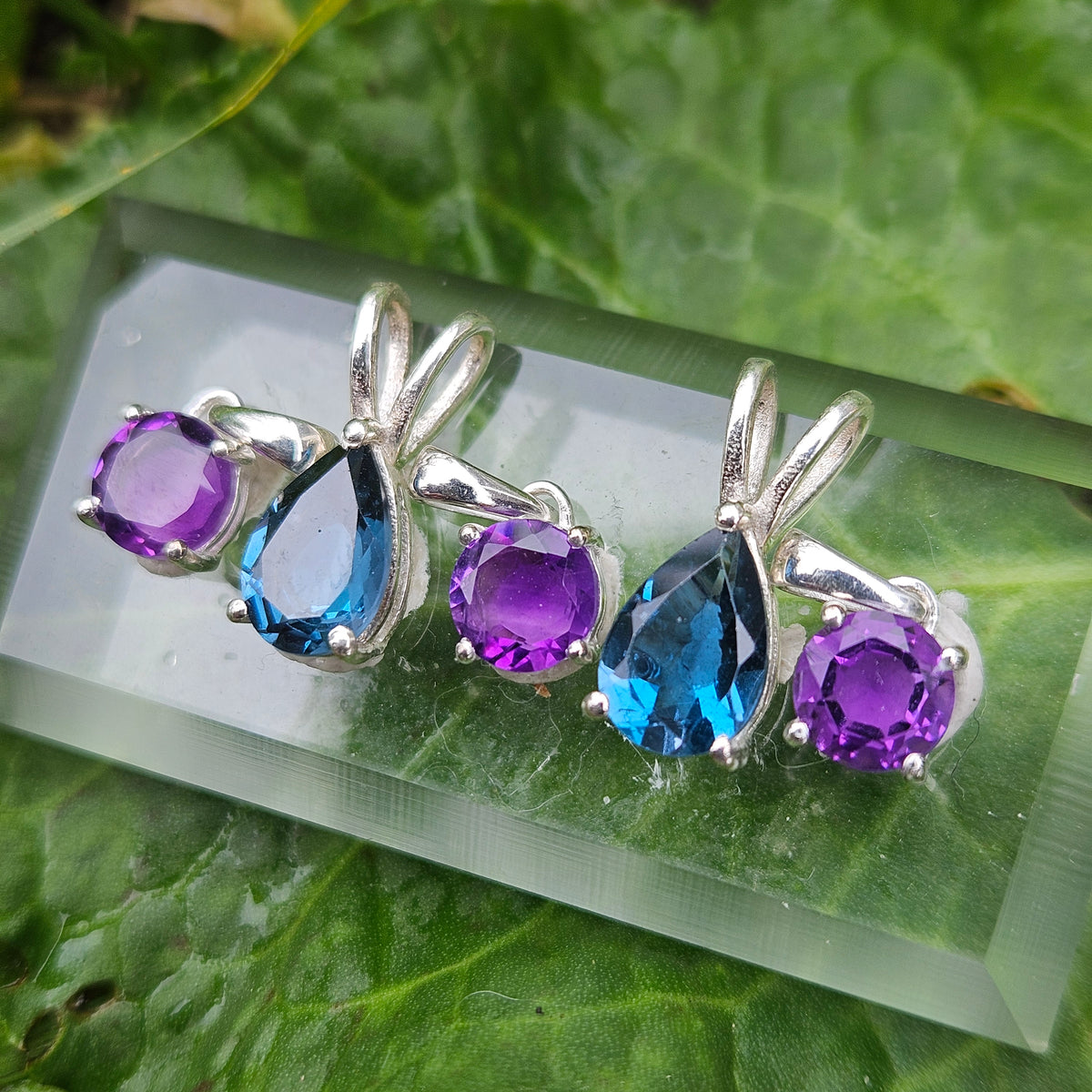 Sterling silver - Purple African Amethyst round Dainty Pendant
