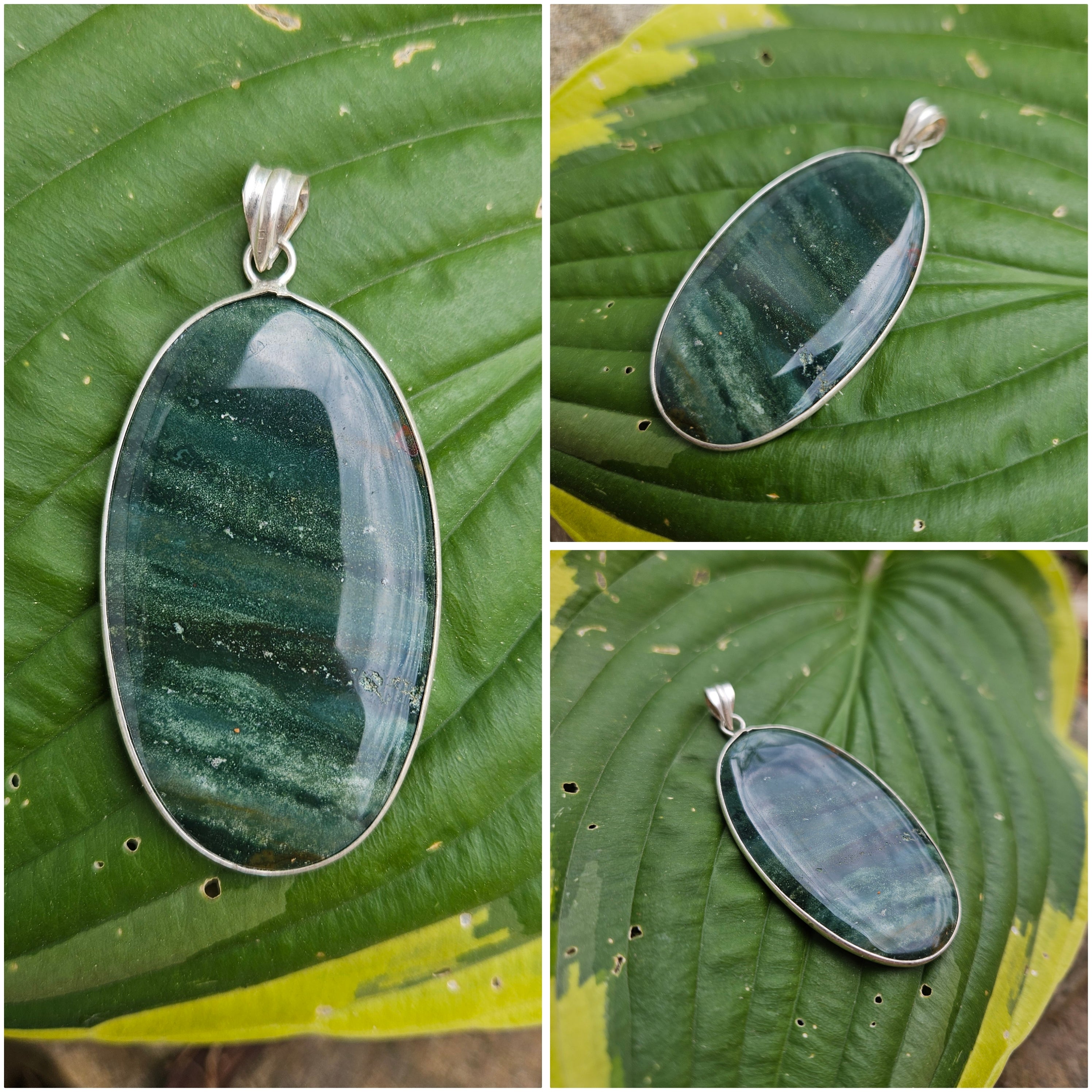Sterling Silver Bloodstone Pendant
